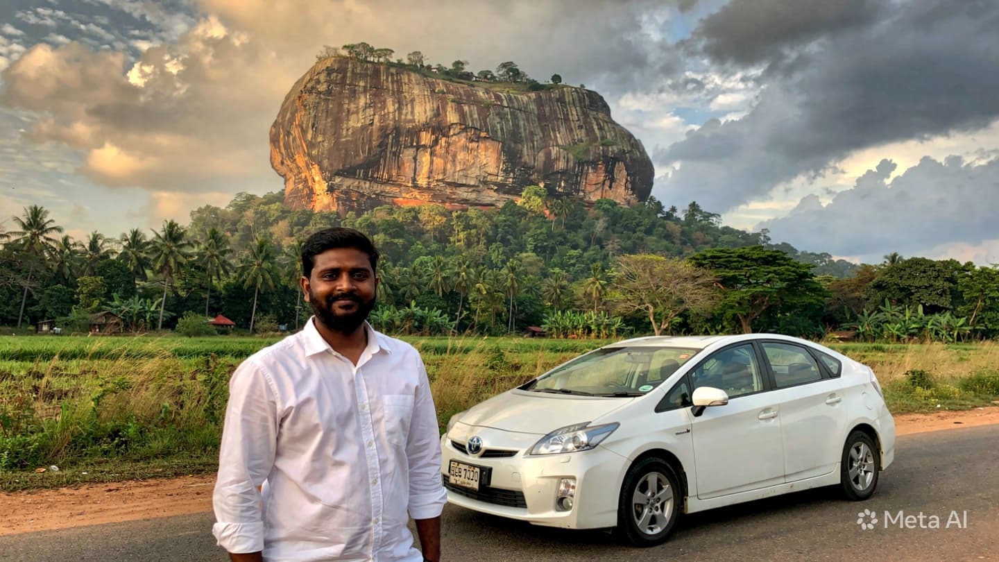 Nuwan R. with his Toyota Prius at Sigiriya