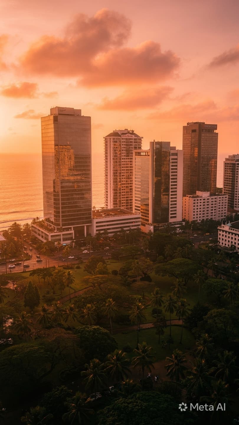 Colombo skyline at golden hour