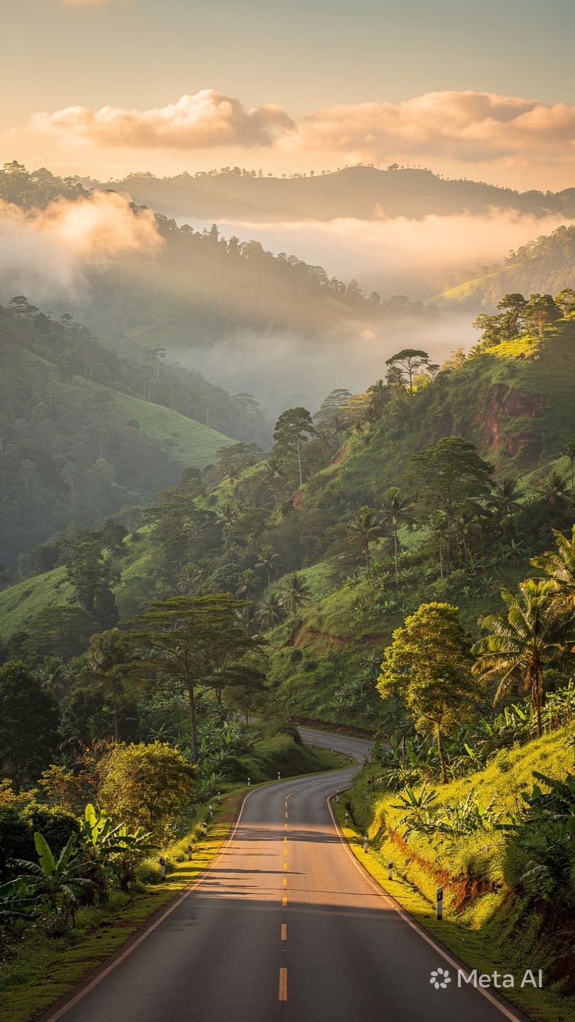 Winding road through Sri Lanka central highlands