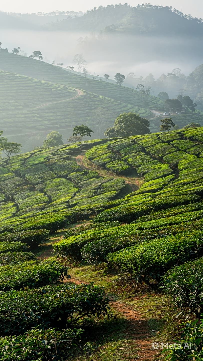 Sri Lanka hill country tea plantations and winding roads
